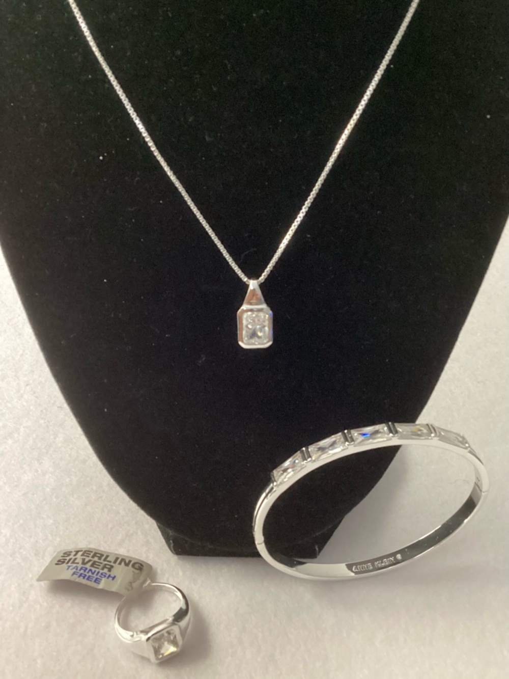 Sterling Silver Necklace, Bracelet and Ring Size 7 Set